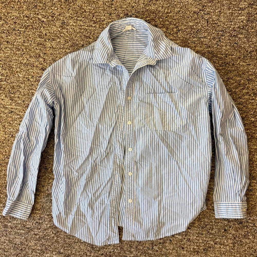 Blue Striped Button-Up Shirt
